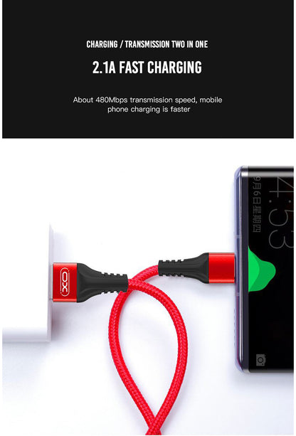 USB-A to microUSB Data and Charging Cable XO Design NB118, 18W, 1m, Red