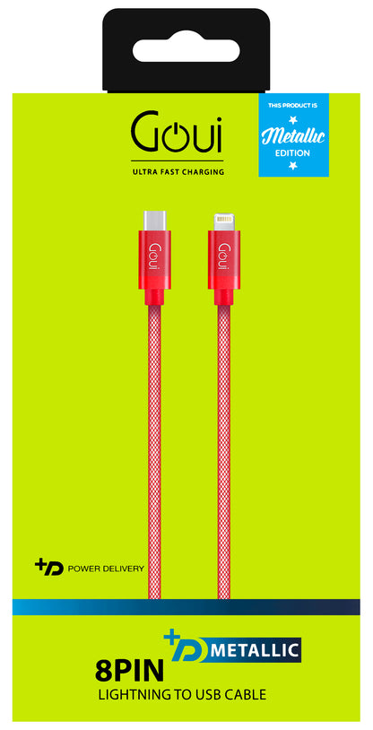 USB-C - Lightning Data and Charging Cable Goui Metallic, 18W, 1m, Red G-METALLICC94-R