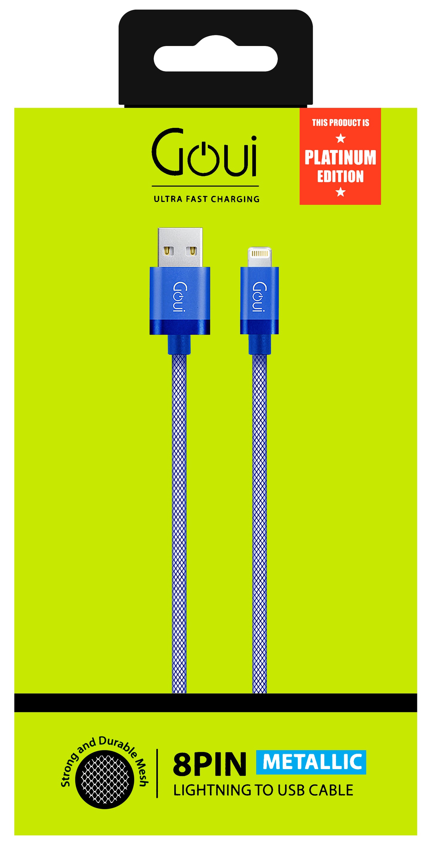 USB-A - Lightning Data and Charging Cable Goui Metallic, 18W, 1m, Blue G-LC8PIN-02B