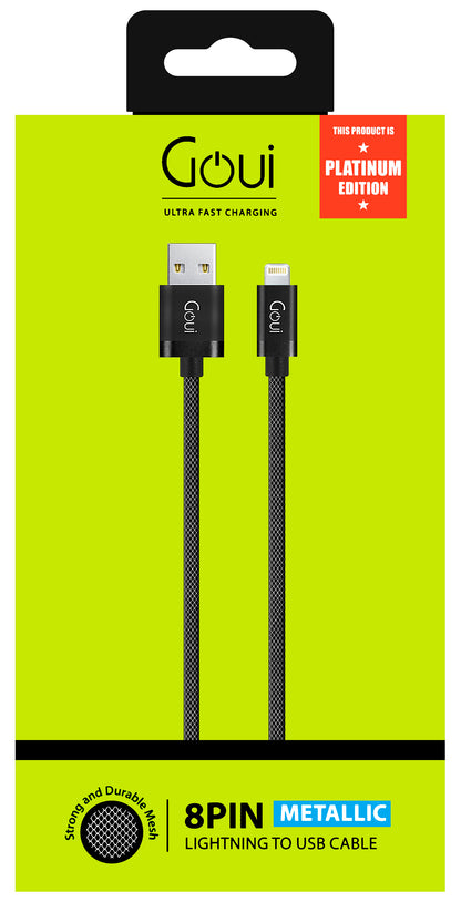 USB-A - Lightning Data and Charging Cable Goui Metallic, 18W, 1m, Black G-LC8PIN-02BK