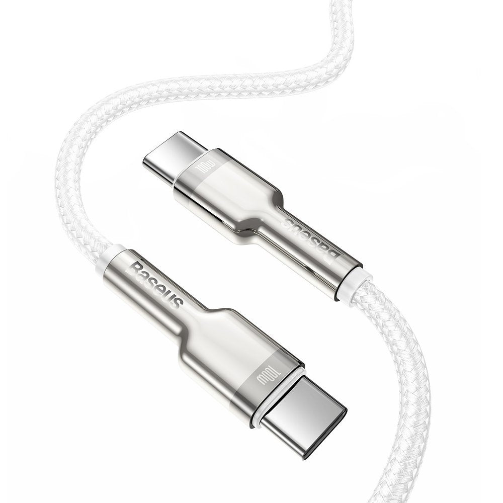 Data and Charging Cable USB-C - USB-C Baseus Coffee, 100W, 2m, White CATJK-D02