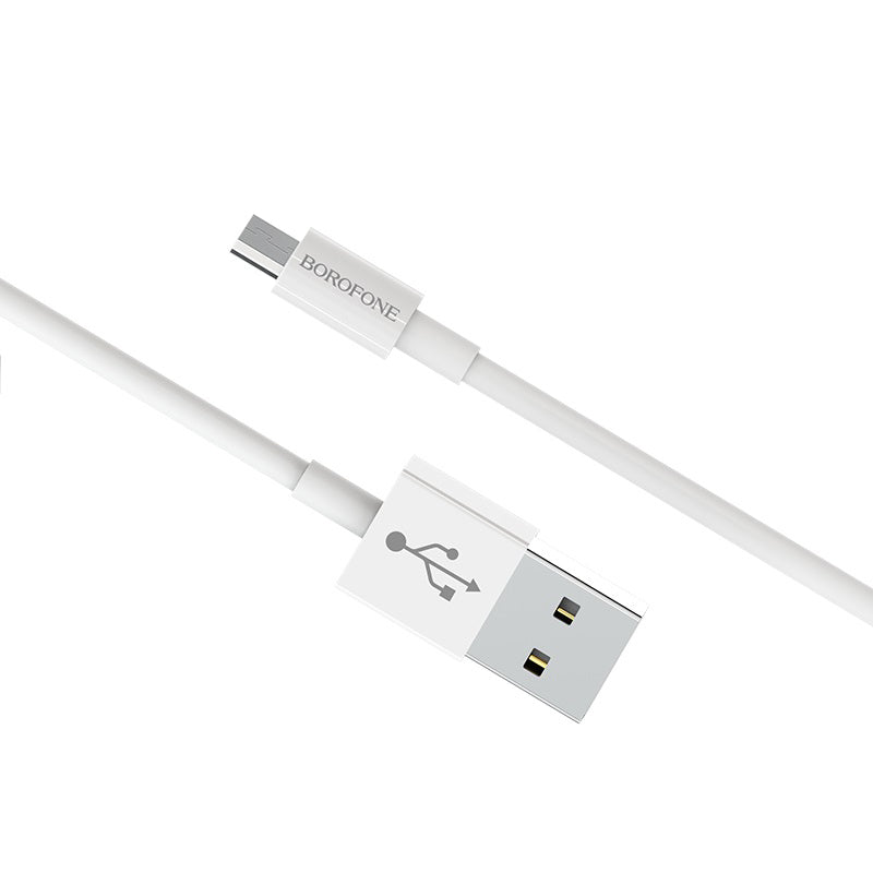 Data and Charging Cable USB-A - microUSB Borofone Bloom BX22, 18W, 1m, White