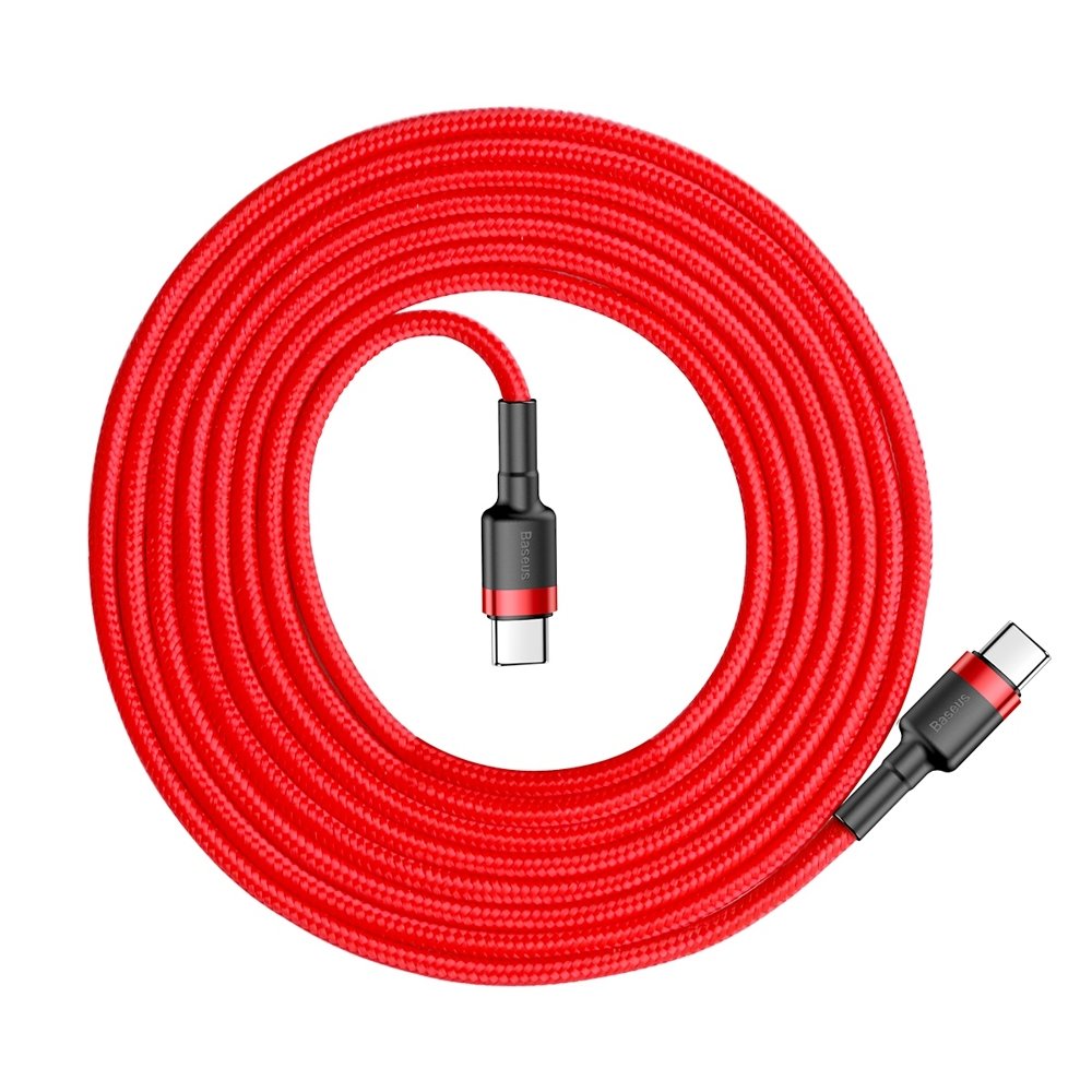 Data and Charging Cable USB-C - USB-C Baseus Coffee, 60W, 2m, Red CATKLF-H09