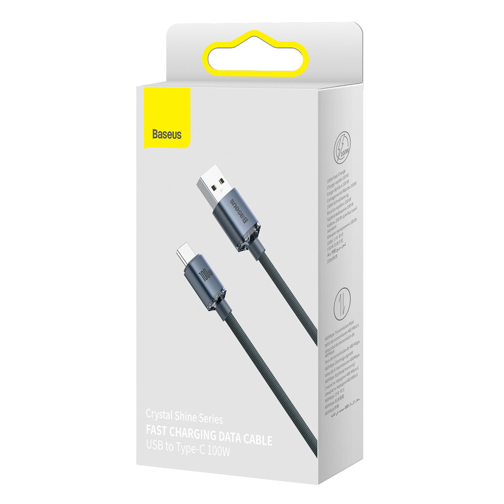 Data and Charging Cable USB-A - USB-C Baseus Crystal Shine Series, 100W, 2m, Black CAJY000501