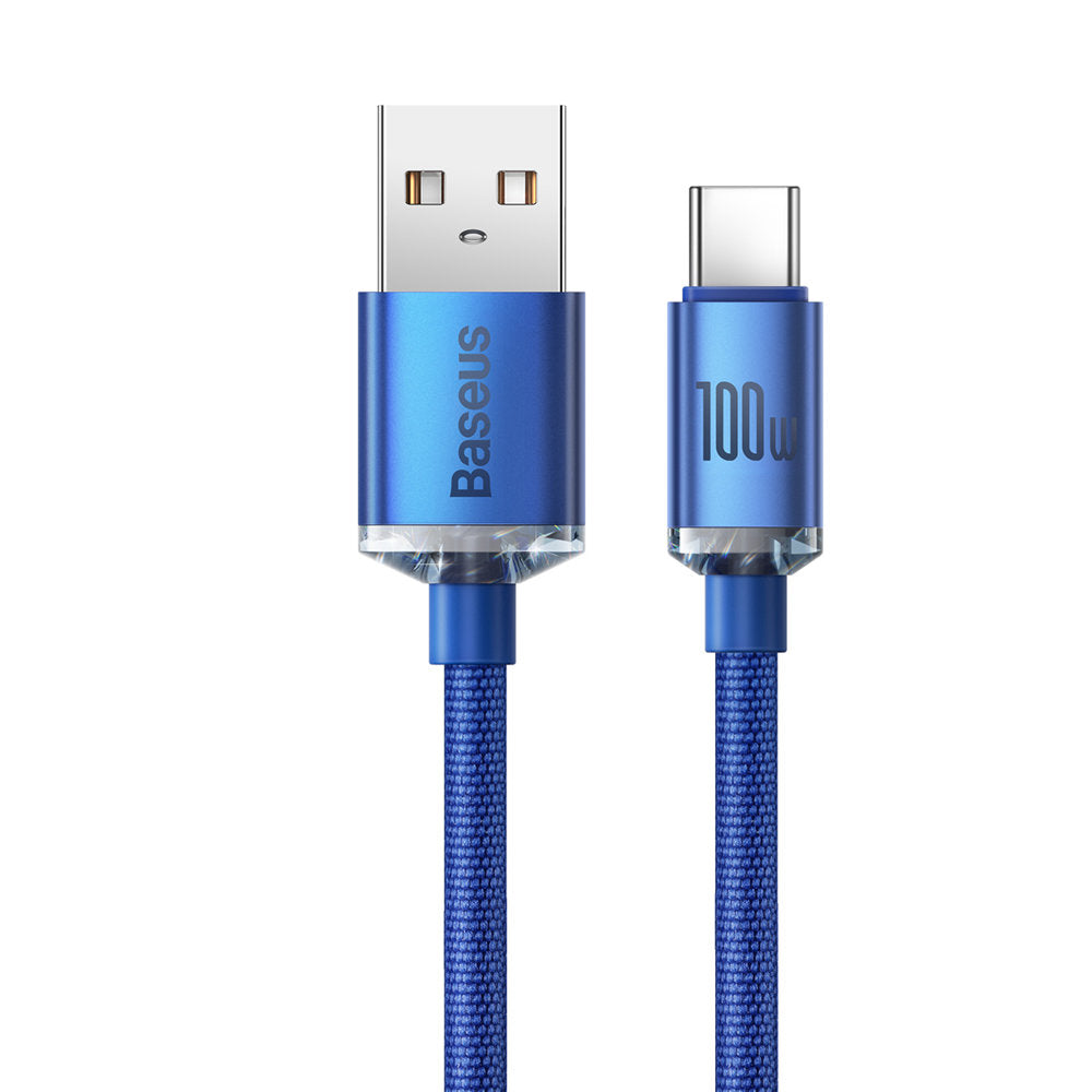 Data and Charging Cable USB-A - USB-C Baseus Crystal Shine Series, 100W, 1.2m, Blue CAJY000403