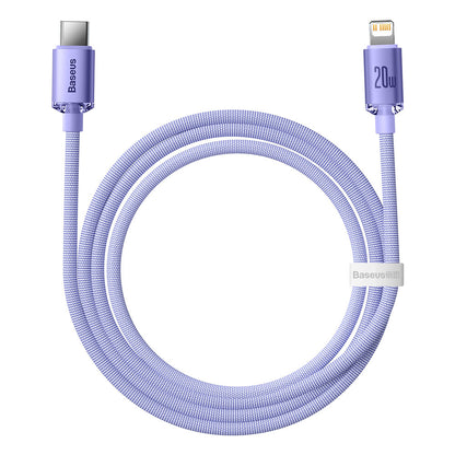 USB-C to Lightning Data and Charging Cable - Baseus Crystal Shine Series, 20W, 1.2m, Purple CAJY000205