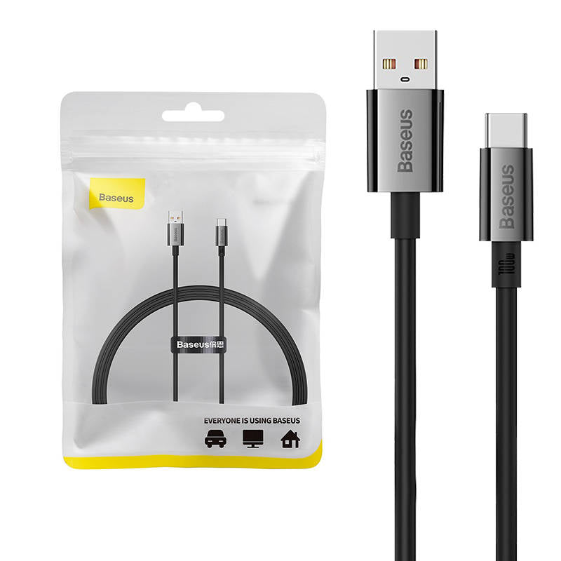 Data and Charging Cable USB-A - USB-C Baseus Superior Series, 100W, 1m, Black