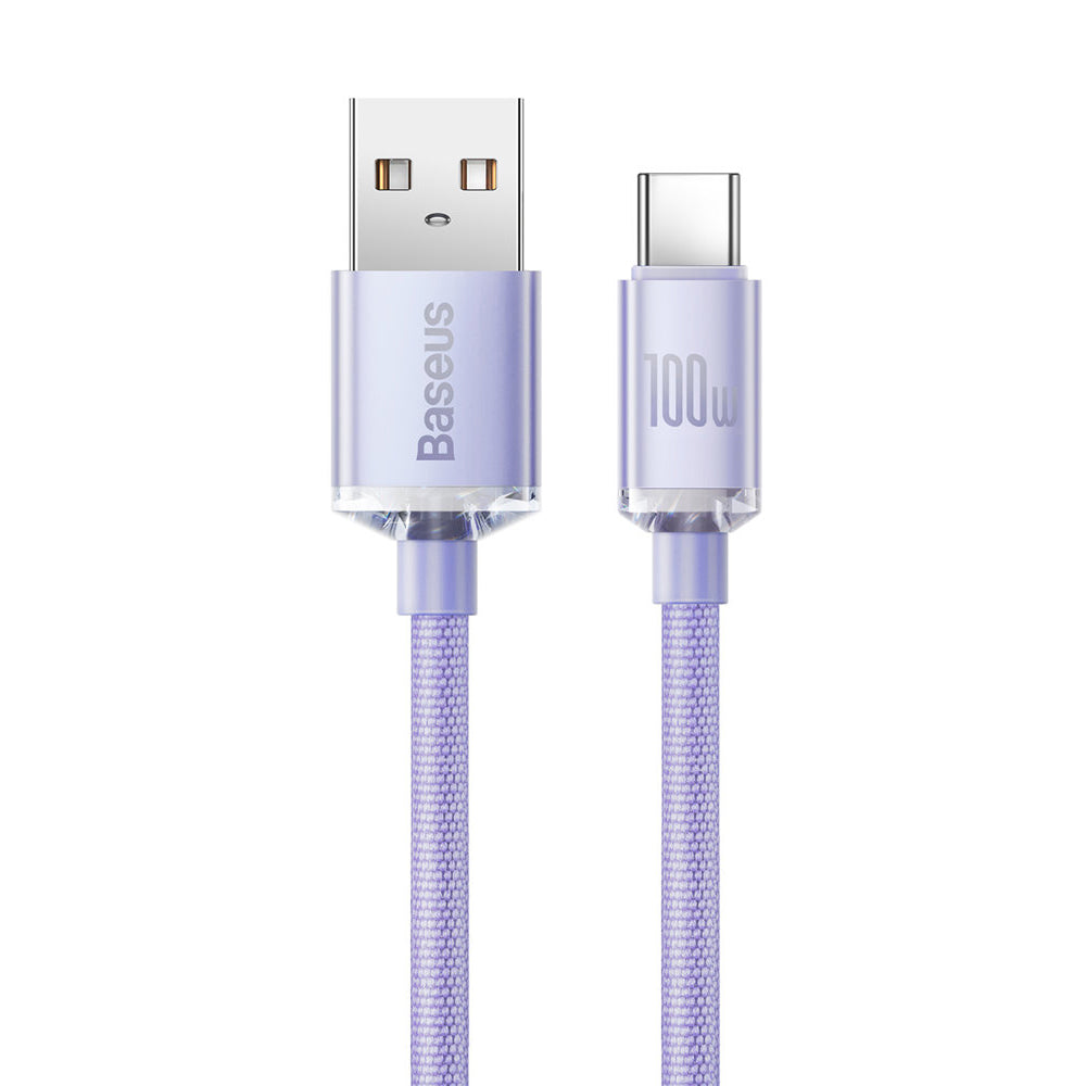 Data and Charging Cable USB-A - USB-C Baseus Crystal Shine Series, 100W, 1.2m, Purple CAJY000405