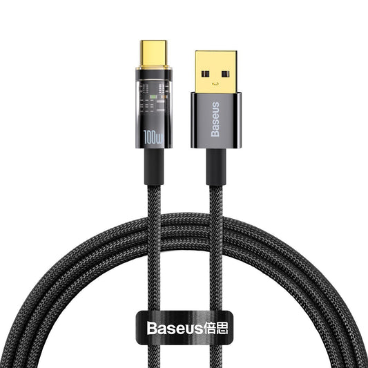 Baseus Explorer USB-A - USB-C Data and Charging Cable, 100W, 1m, Black CATS000201