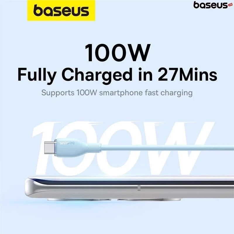 USB-A to USB-C Baseus Pudding Data and Charging Cable, 100W, 1.2m, Blue P10355703311-00