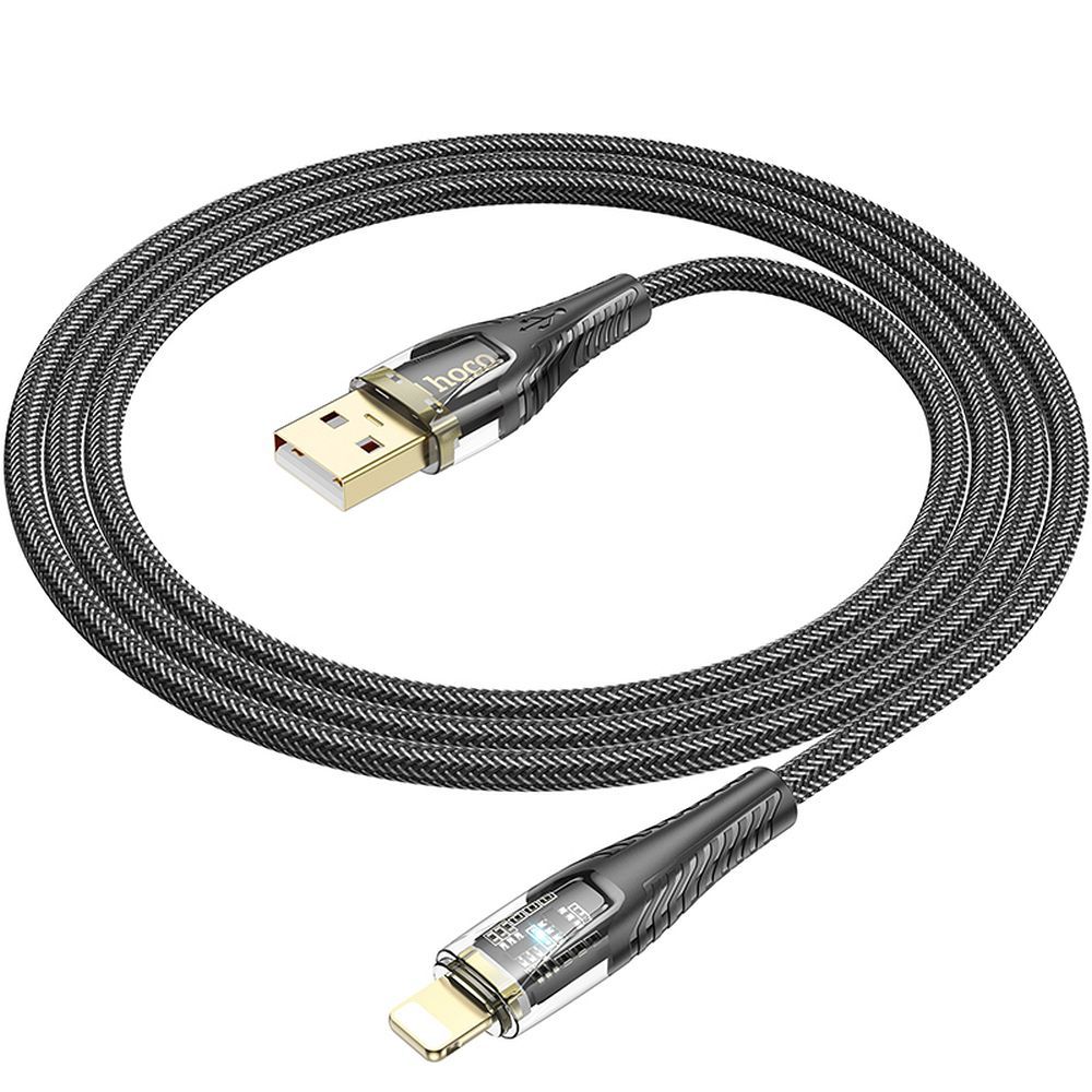 USB-A to Lightning Data and Charging Cable HOCO U121, 18W, 1.2m, Black