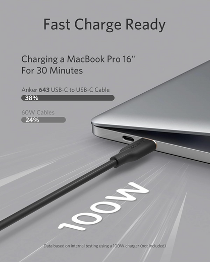 USB-C Data and Charging Cable - USB-C Anker PowerLine III, 100W, 0.9m, Black, Resealed A8552H11