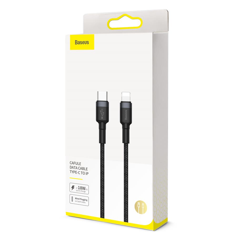 Baseus Cafule USB-C - Lightning Data and Charging Cable, 18W, 1m, Gray CATLKLF-G1