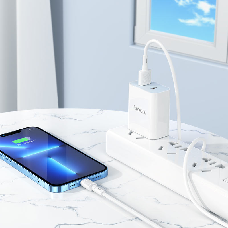 USB-A to Lightning Data and Charging Cable HOCO X83 Victory, 18W, 1m, White