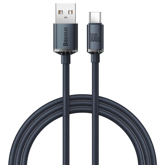 Data and Charging Cable USB-A - USB-C Baseus Crystal Shine Series, 100W, 1.2m, Black CAJY000401