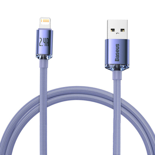 Data and Charging Cable USB-A - Lightning Baseus Crystal Shine Series, 18W, 1.2m, Purple CAJY000005