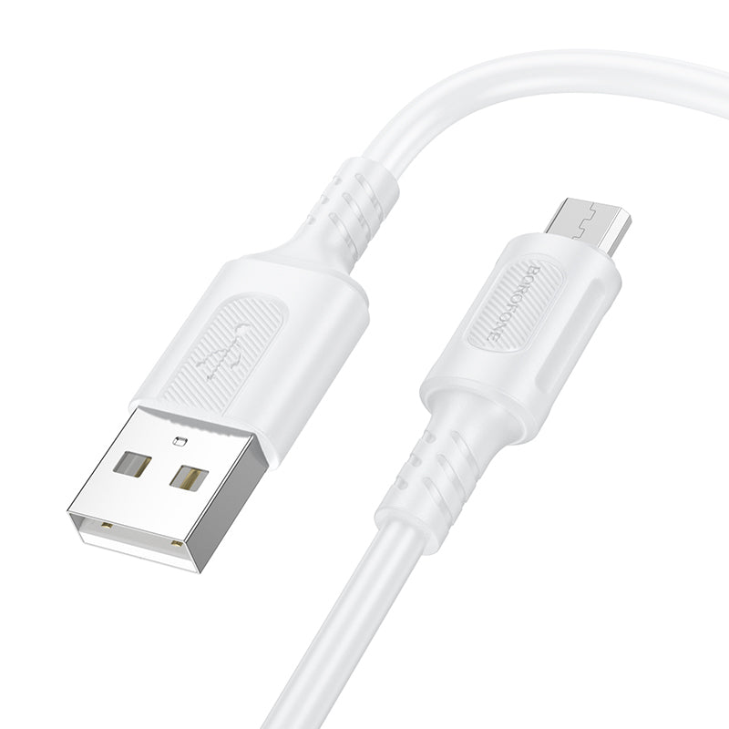 Borofone BX111 Feliz USB-A - microUSB Data and Charging Cable, 18W, 1m, White