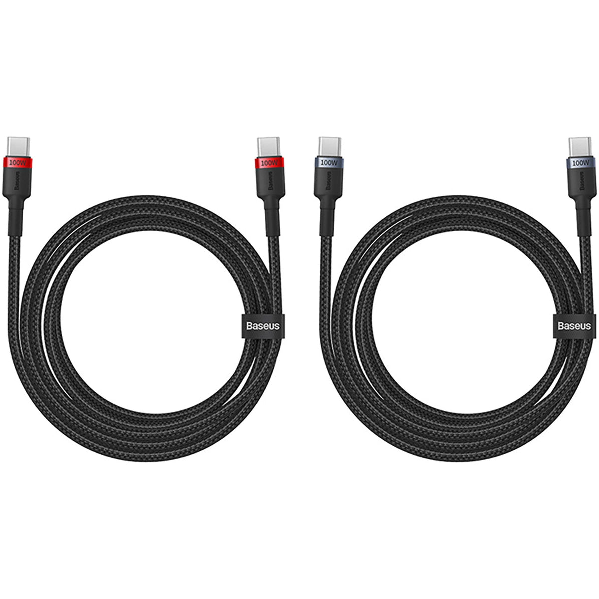 Baseus Cafule USB-C - USB-C Data and Charging Cable, 100W, 1m, Red, Set of 2 pieces