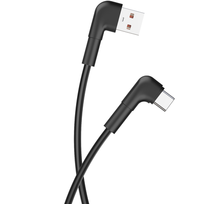 USB-A - USB-C Data and Charging Cable MaXlife MXUC-09 Angled, 60W, 1m, Black