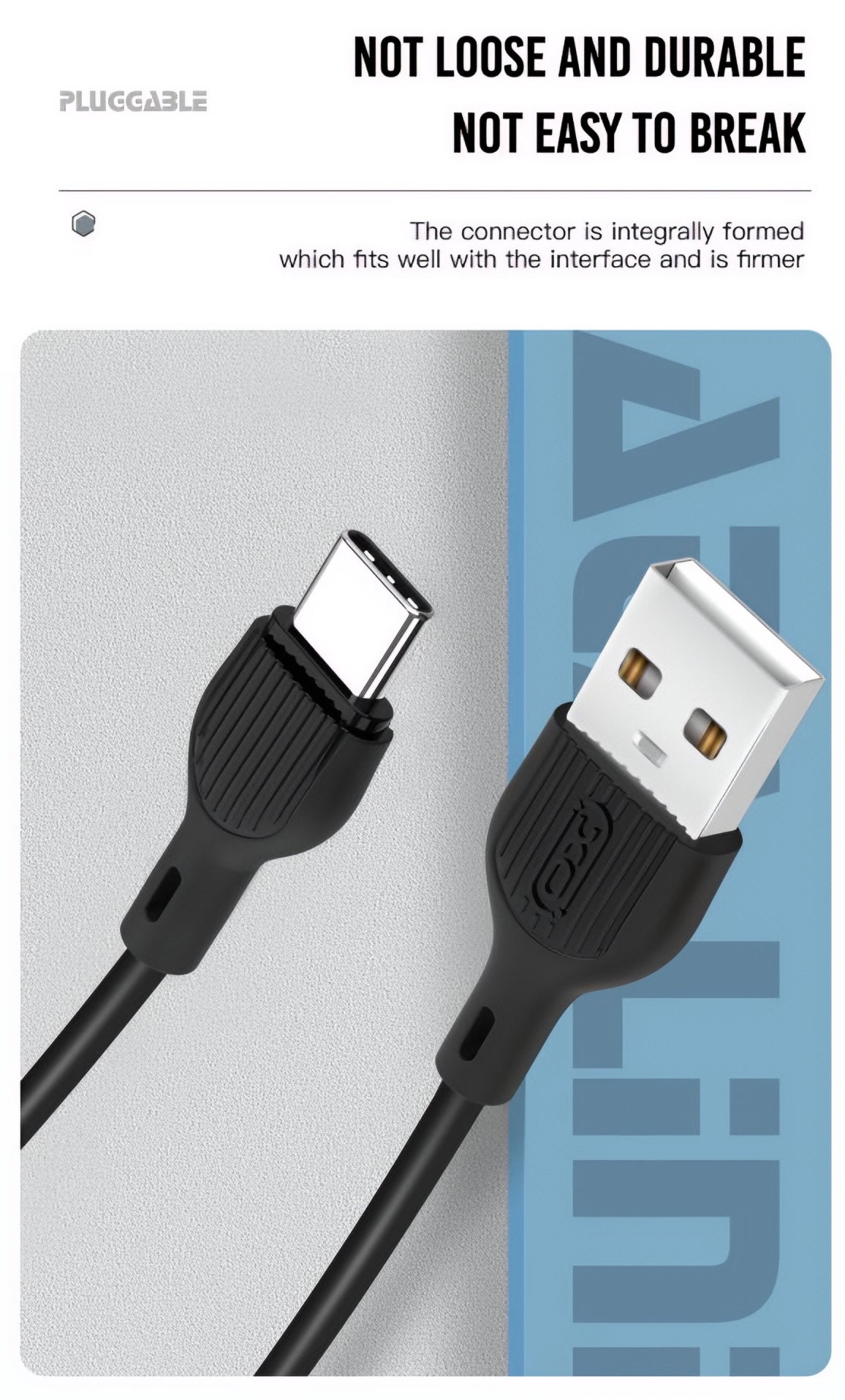 USB-A to USB-C Data and Charging Cable XO Design NB200, 10W, 1m, Black