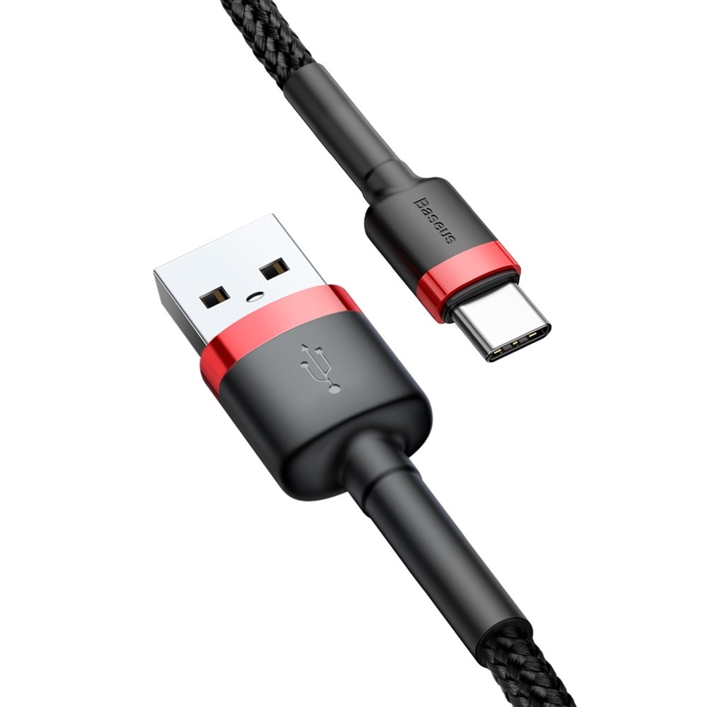 USB-A - USB-C Data and Charging Cable Baseus Coffee, 18W, 2m, Black CATKLF-C91