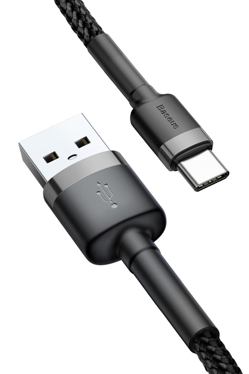 Baseus Cafule USB-A - USB-C Data and Charging Cable, 18W, 1m, Gray CATKLF-BG1