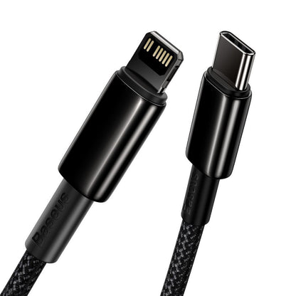 Data and Charging Cable USB-C - Lightning Baseus Tungsten Gold, 20W, 2m, Black CATLWJ-A01