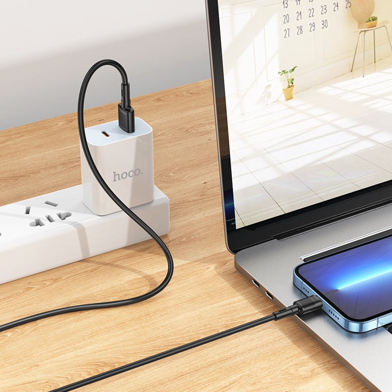 USB-A to Lightning Data and Charging Cable HOCO X83 Victory, 18W, 1m, Black