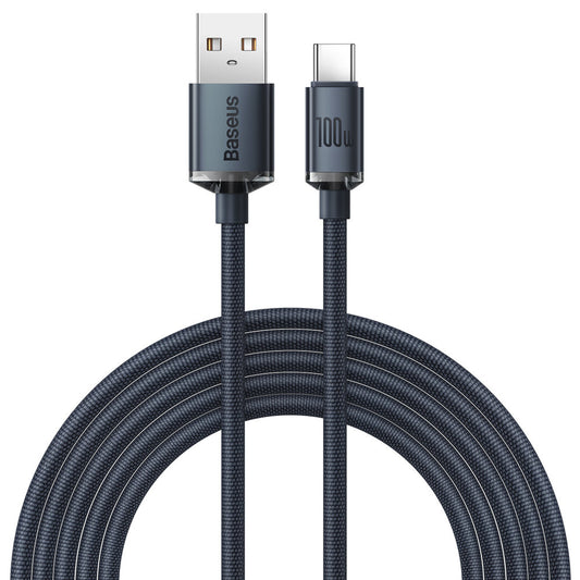 Data and Charging Cable USB-A - USB-C Baseus Crystal Shine Series, 100W, 2m, Black CAJY000501