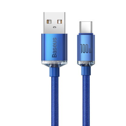 Data and Charging Cable USB-A - USB-C Baseus Crystal Shine Series, 100W, 2m, Blue CAJY000503