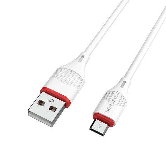 Data and Charging Cable USB-A - microUSB Borofone Enjoy BX17, 18W, 1m, White