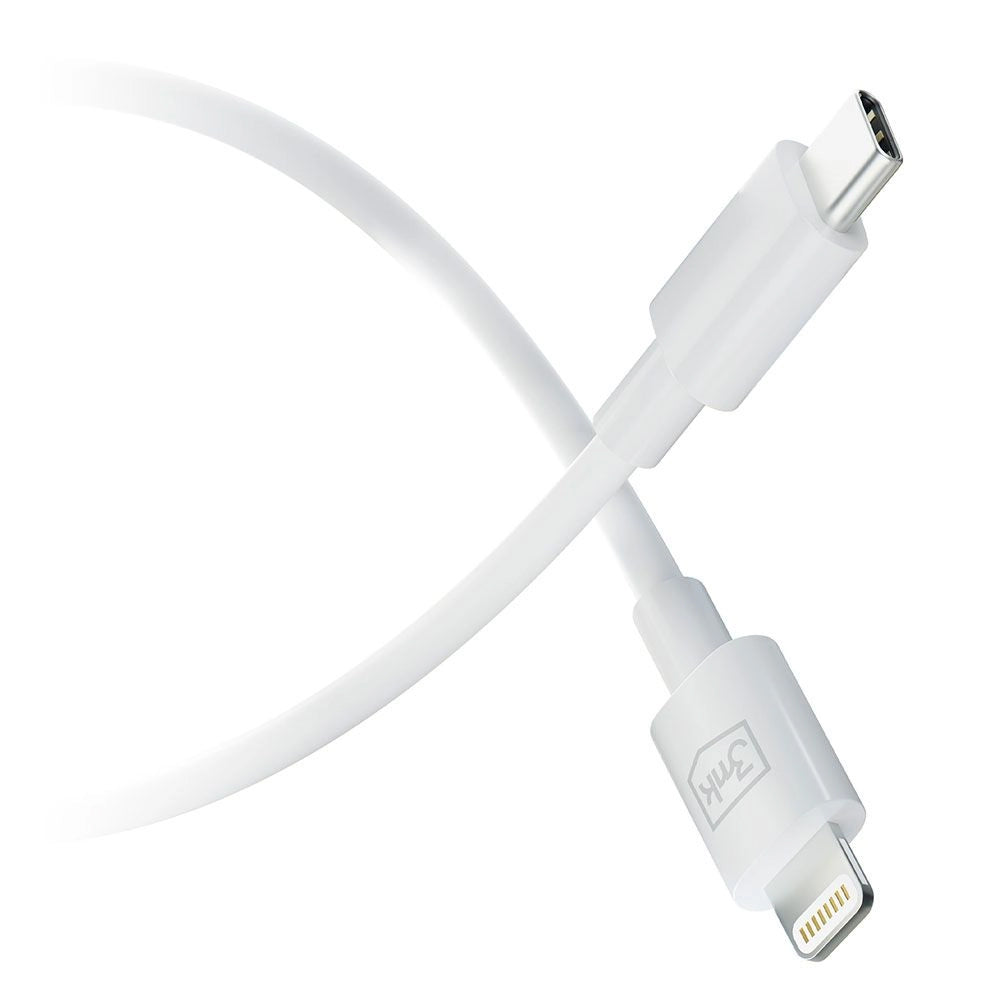 Data and Charging Cable USB-C - Lightning 3MK Hyper, 20W, 1.2m, White