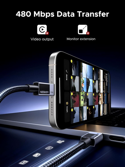 USB-C to USB-C Data and Charging Cable UGREEN L524, 60W, 2m, Gray