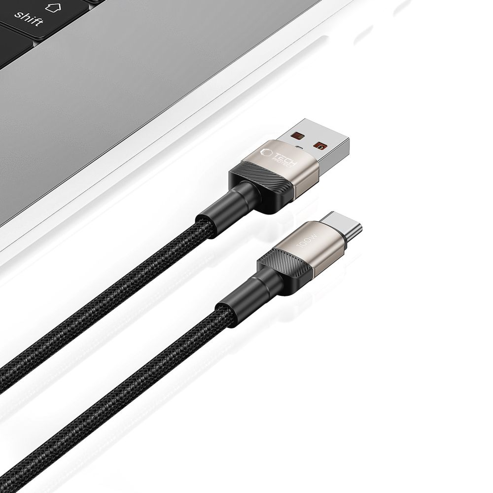 USB-A to USB-C Data and Charging Cable Tech-Protect Ultraboost EVO, 100W, 1m, Silver