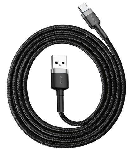 Baseus Cafule USB-A - USB-C Data and Charging Cable, 18W, 1m, Gray CATKLF-BG1