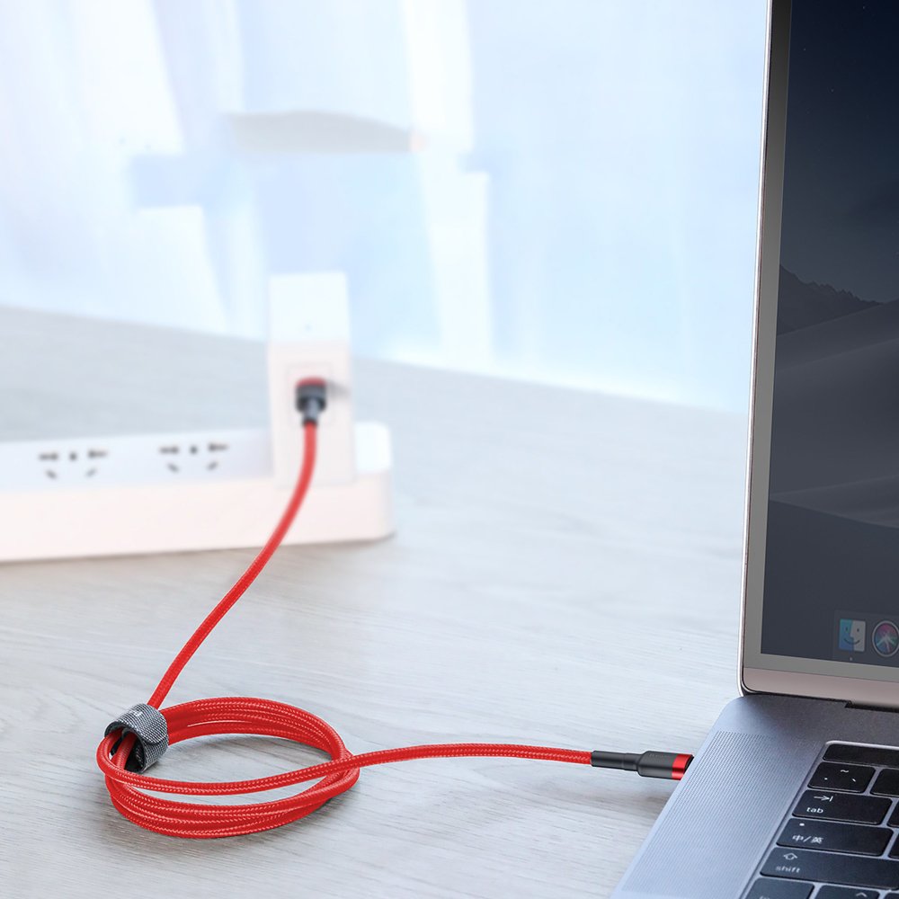 Data and Charging Cable USB-C - USB-C Baseus Coffee, 60W, 2m, Red CATKLF-H09