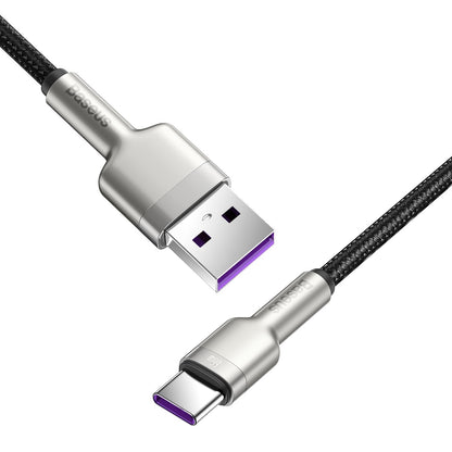 Data and Charging Cable USB-A - USB-C Baseus Cafule Metal Series, 66W, 1m, Black CAKF000101