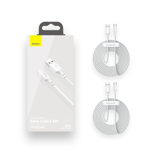 Data and Charging Cable USB-A - USB-C Baseus, 40W, 1.5m, White TZCATZJ-02