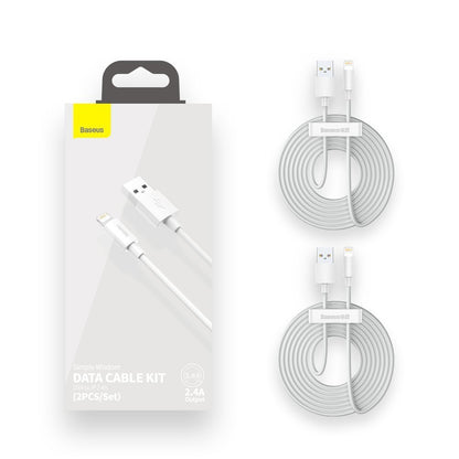 Baseus Simple Wisdom USB-A - Lightning Data and Charging Cable, 18W, 1.5m, Set of 2 pieces, White TZCALZJ-02