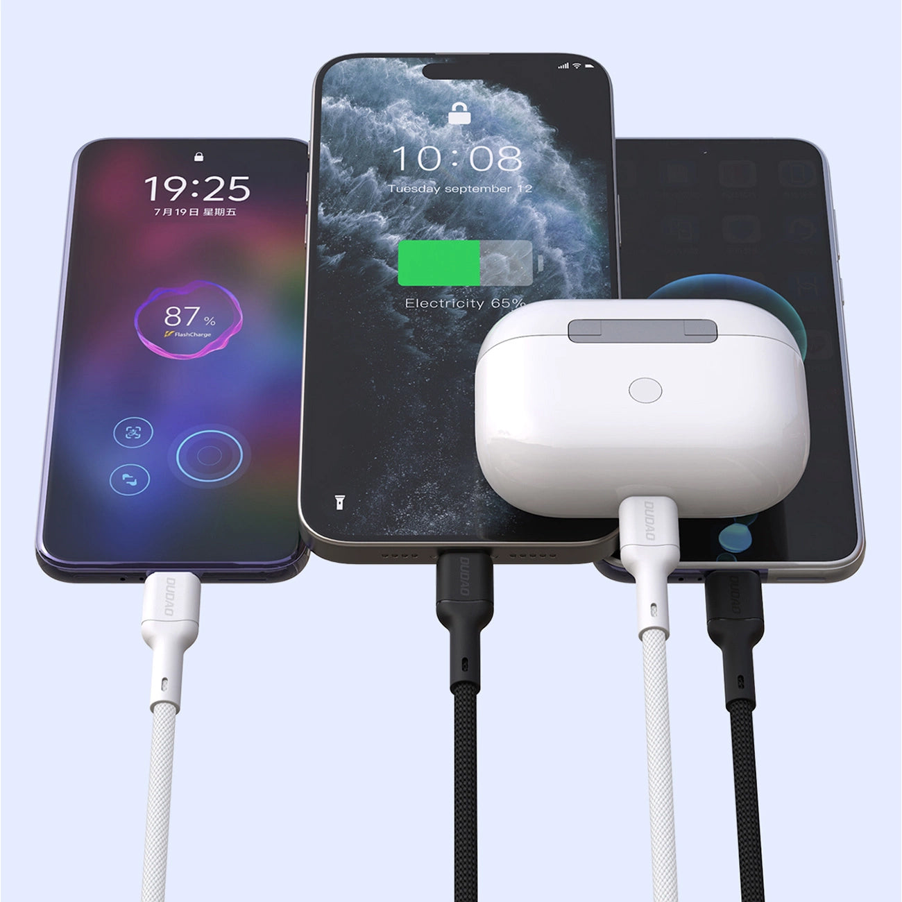 USB-C Data and Charging Cable - USB-C Dudao L9C, 65W, 1m, White