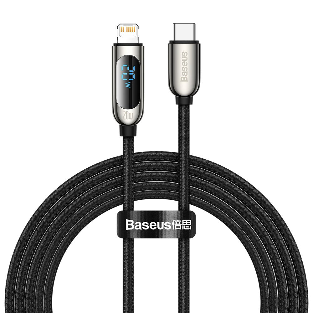 Data and Charging Cable USB-C - Lightning Baseus Display Fast Charging, 20W, 2m, Black CATLSK-A01