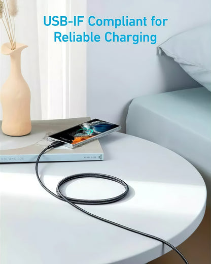 Data and Charging Cable USB-C - USB-C Anker 322, 60W, 1.8m, Black A81F6G11