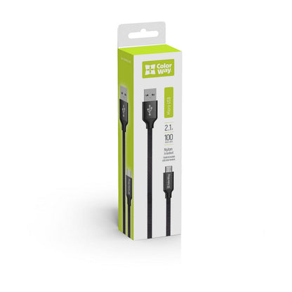 USB-A to microUSB Data and Charging Cable ColorWay CW-CBUM002, 18W, 1m, Black