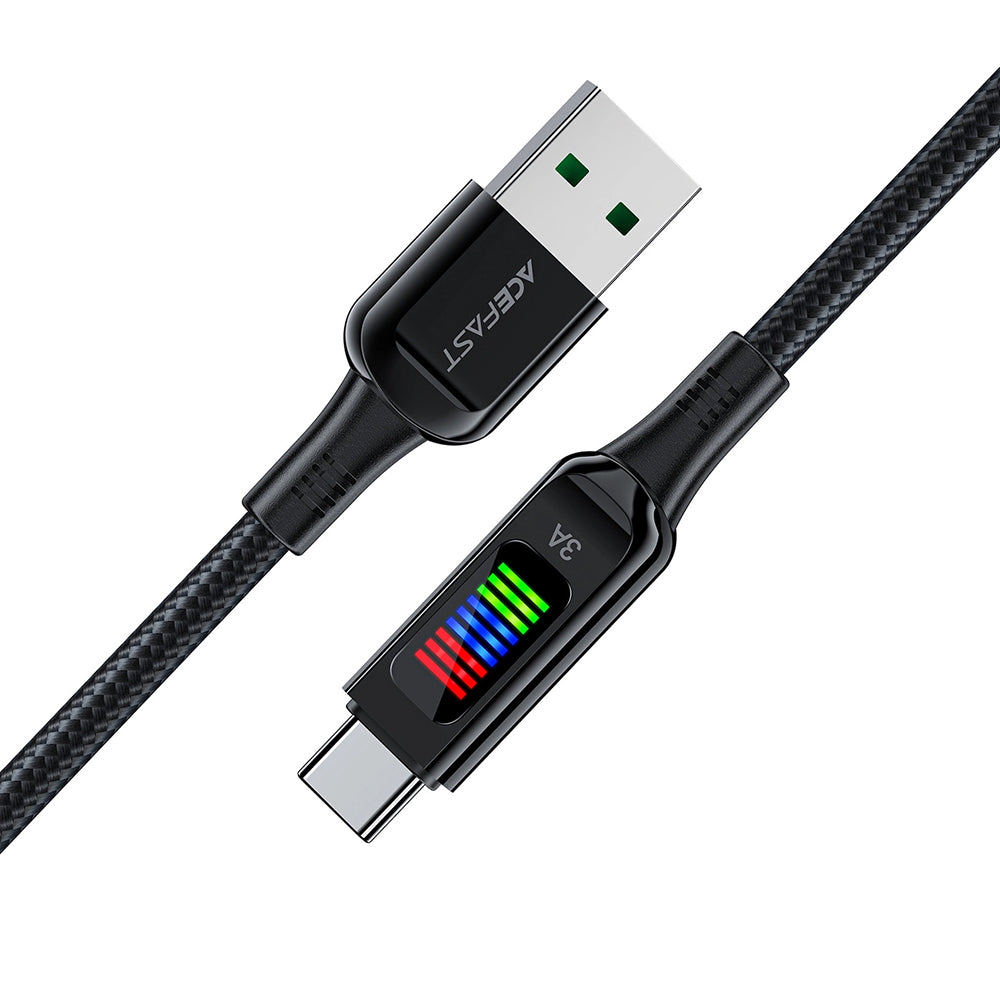 USB-A to USB-C Data and Charging Cable Acefast C7-04, 18W, 1.2m, Black