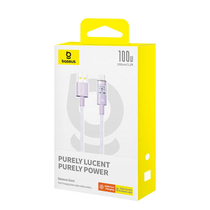 Baseus Gem USB-A to USB-C Data and Charging Cable, 100W, 1m, Purple P10373002511-00