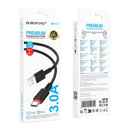 USB-A to USB-C Data and Charging Cable Borofone BX110 Beneficio, 18W, 1m, Black