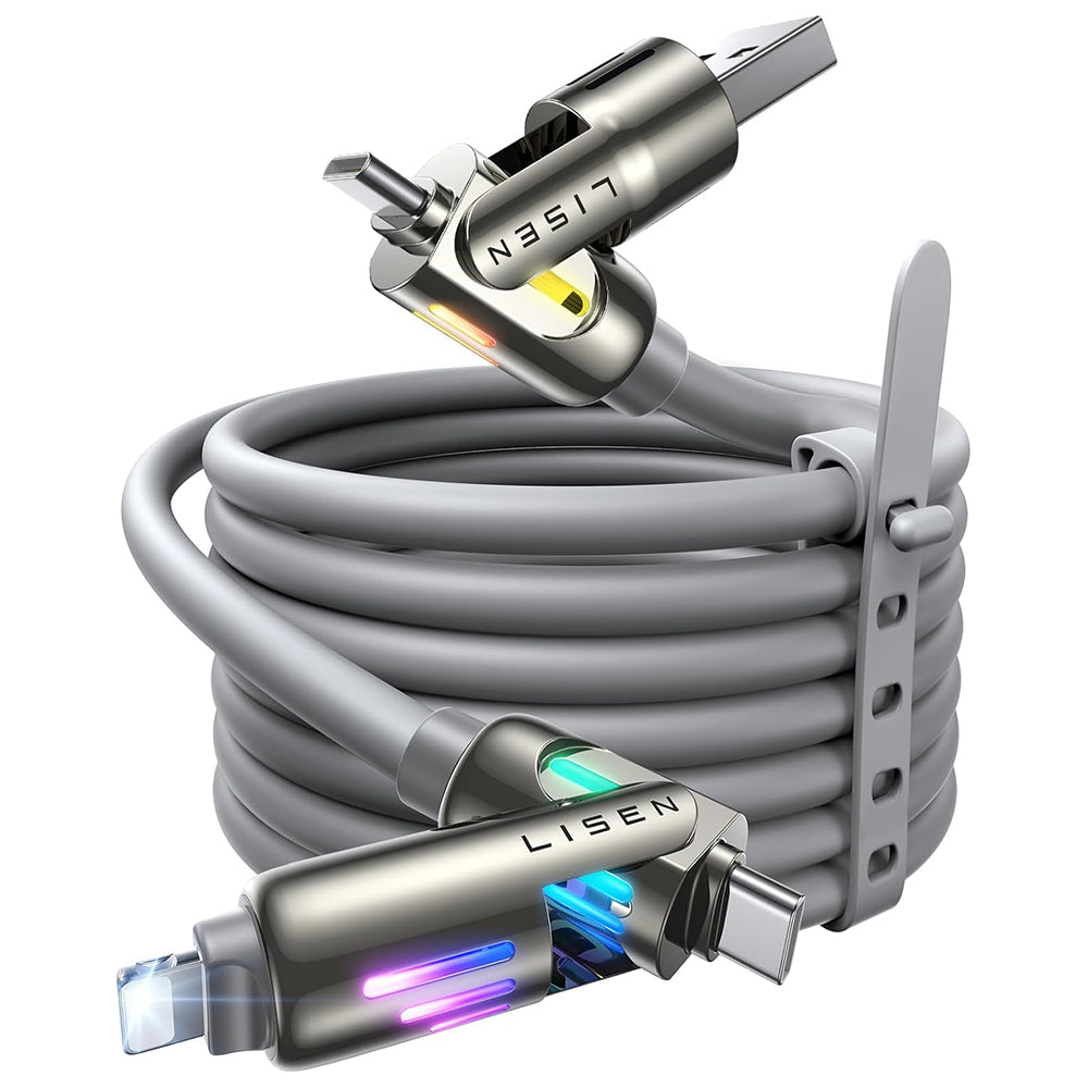 USB-A / USB-C - Lightning / USB-C Lisen 4in1 Data and Charging Cable, 240W, 2m, Gray YL0124110002