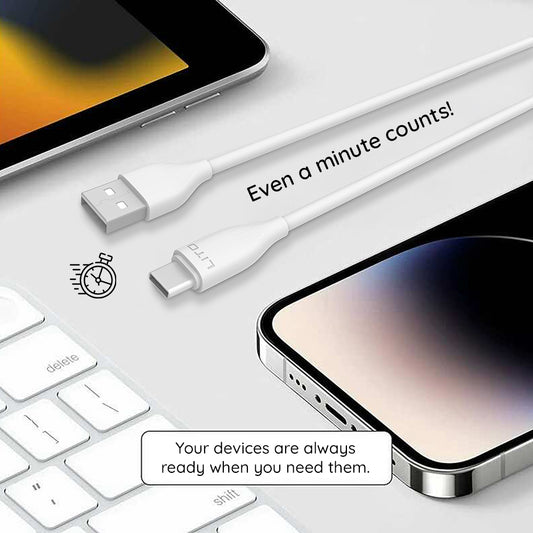 USB-A to USB-C Data and Charging Cable Lito LD03T, 18W, 1m, White