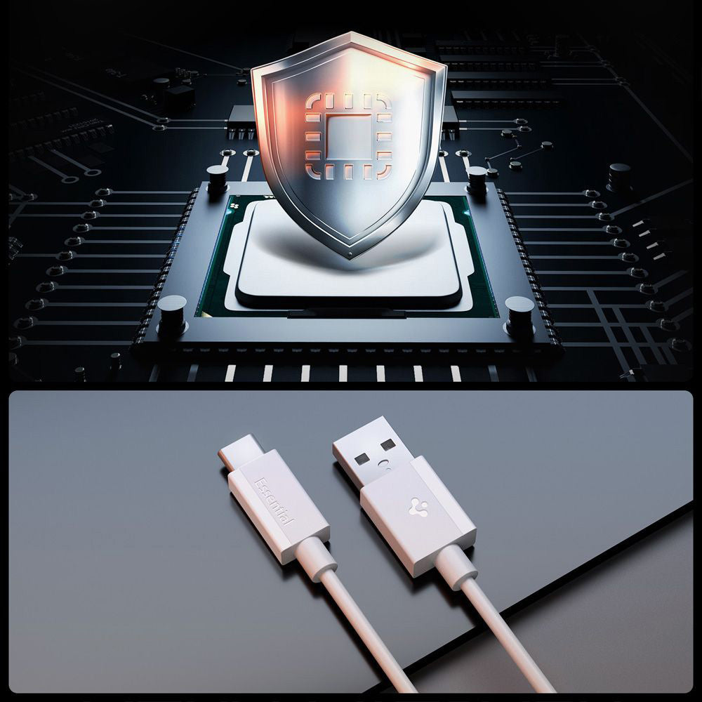 USB-A to USB-C Spigen Essential Data and Charging Cable, 60W, 2m, White