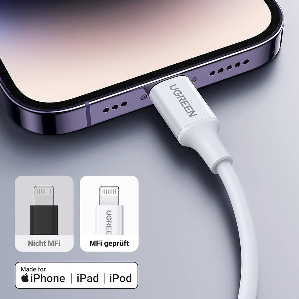 USB-C to Lightning Data and Charging Cable UGREEN US171 (10493), 20W, 1m, White
